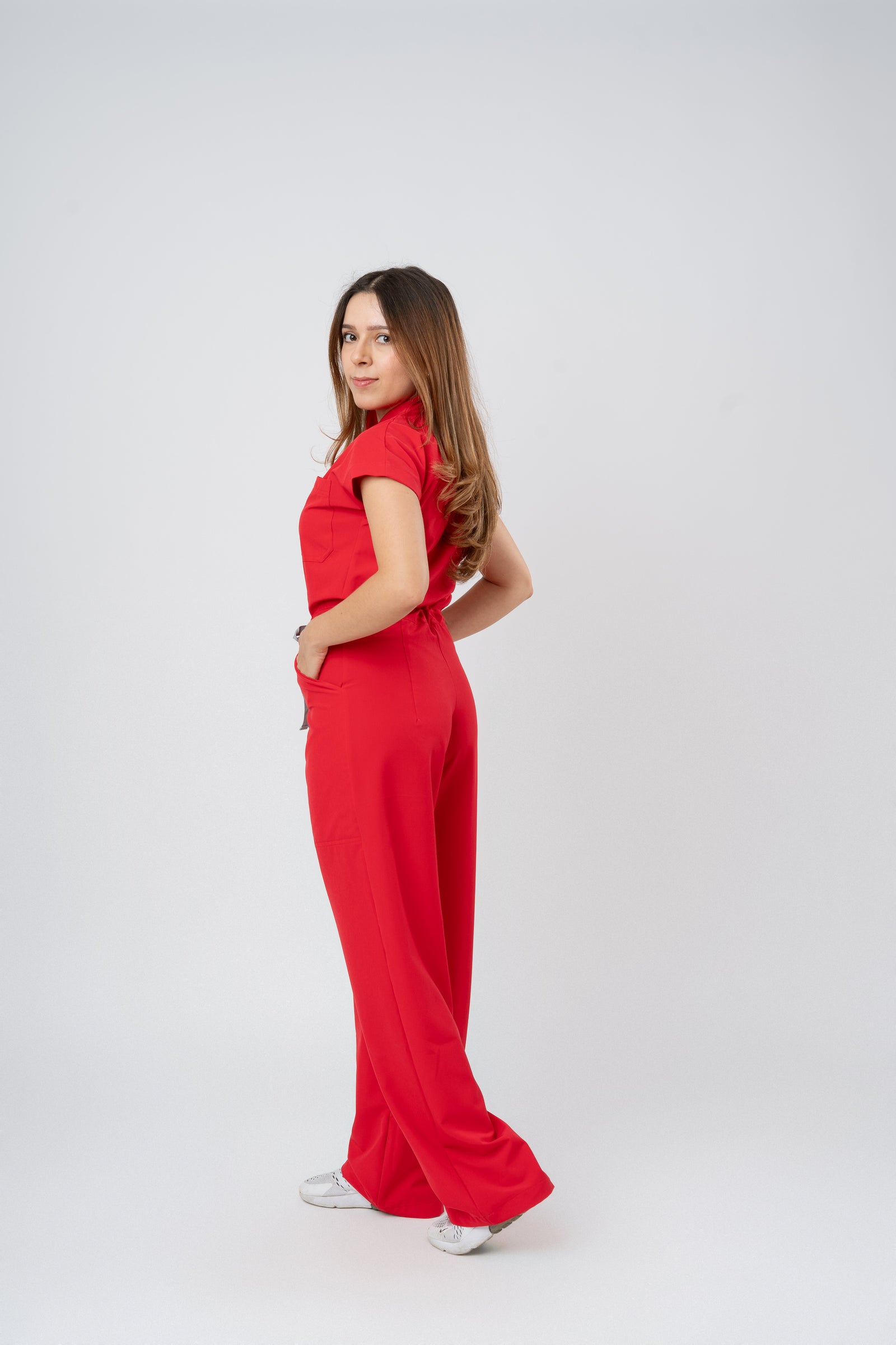 LARA JUMPSUIT | CHERRY | WIDE LEG
